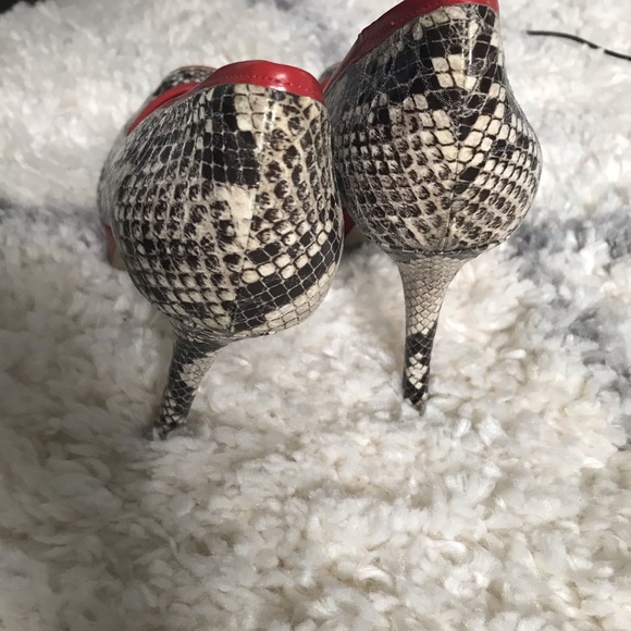 Sexy leopard and burnt orange high heels shoes - Picture 2 of 2